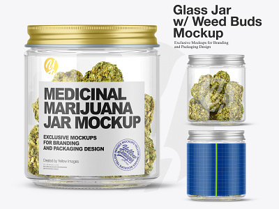Weed Buds Jar Mockup 3d buds design drugs glass marijuana medical mockup psd weed