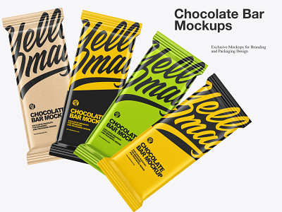 Chocolate Bar Mockups 3d buy candy pack chocolate chocolate bar chocolate pack download free logo mockup mockup tools package psd yellow images