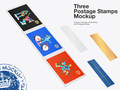 Three Postage Stamps Mockup