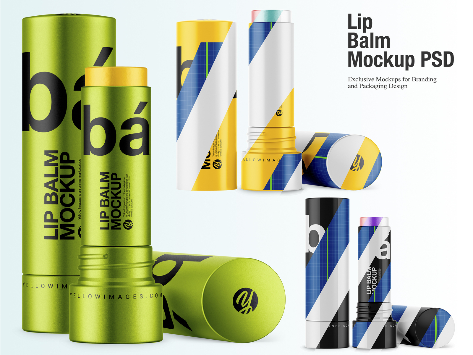 Download Glossy, Matte and Metallized Lip Balm Mockup by Oleksandr ...