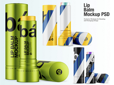 Glossy, Matte and Metallized Lip Balm Mockup