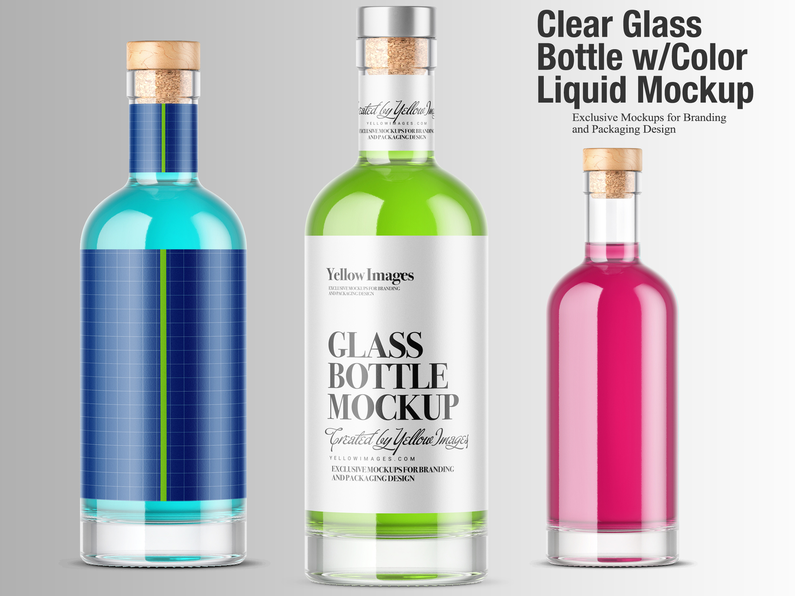 Download Clear Glass Bottle Mockup W Color Liquid By Oleksandr Hlubokyi On Dribbble PSD Mockup Templates