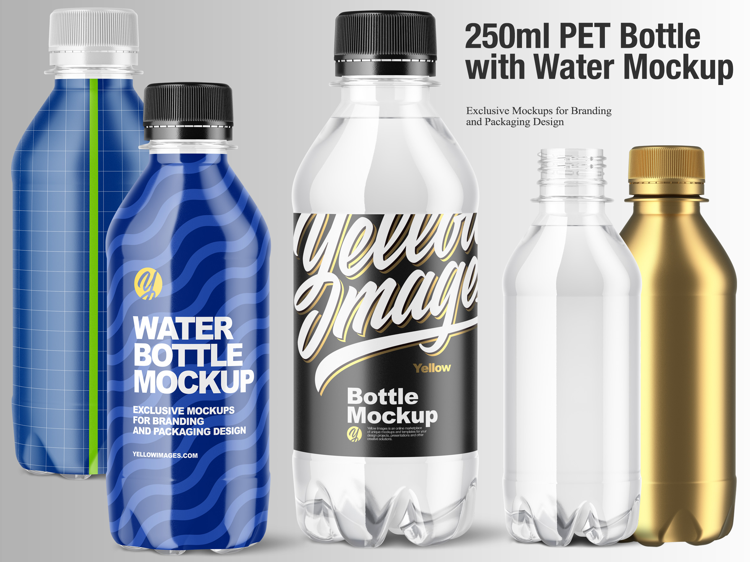 Download 250ml Pet Bottle With Water Mockup By Oleksandr Hlubokyi On Dribbble PSD Mockup Templates