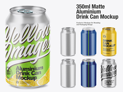 350ml Matte Aluminium Drink Can Mockup