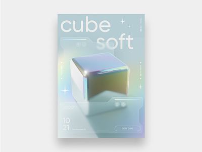 Poster 3D cube glassmorphism 3d 3d modeling design glass glassmorphism gradient holographic poster poster art poster design typogaphy