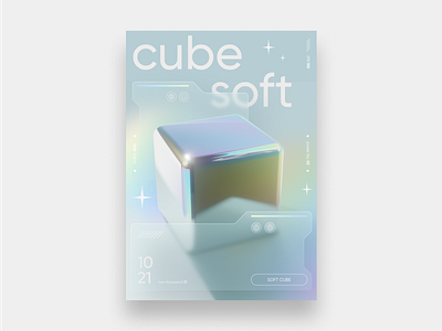 Poster 3D cube glassmorphism