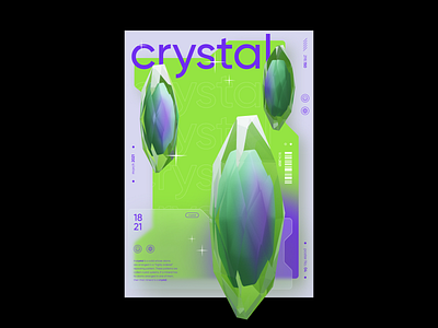 CRYSTAL Poster with glassmorphism 3d 3d modeling blender blender 3d design glassmorphism graphic graphic design poster poster a day poster art poster design typogaphy