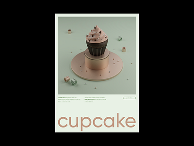 Cupcake Poster 3d 3d art 3d modeling b3d blender blender3d cupcake dailyposter design graphic graphic design illustration minimal poster poster a day poster art poster design typogaphy typography