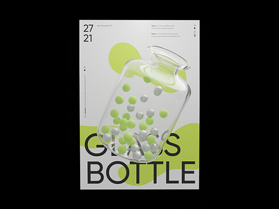 Glass Bottle poster 3d 3d modeling b3d blender blender3d design graphic graphic design minimal poster poster a day poster art poster design typogaphy