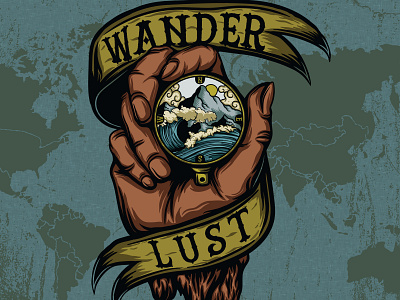 Wanderlust design flat icon illustration type typography