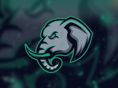 Elephant head esport logo design flat icon illustration logo vector