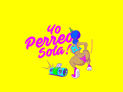 Yo Perreo Sola adobe illustrator dancing illustration music reggaeton silkscreen print vector illustration