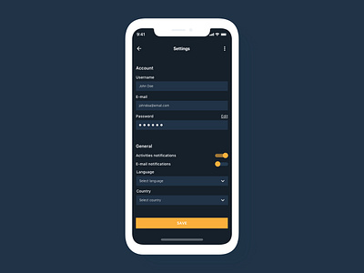 Settings 007 app challenge dailyui design form input mobile mobile design settings ui ux