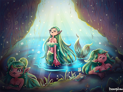 mermaid adobe ilustrator adobe photoshop art cartoon art clip studio paint colorful draw illustration light mermaid mermaids photoshop