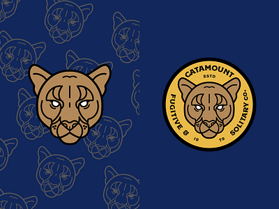 Catamount animal badge badge design big cat cat design enamel pin flat graphic design icon illustration mountain lion pattern puma retro vector vintage wild