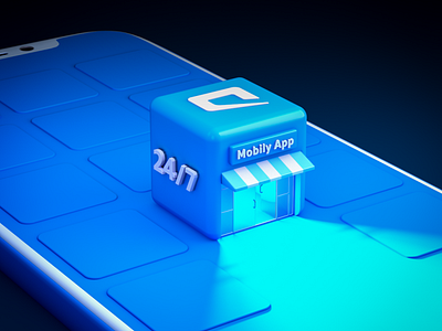 Mobily app 3d app c4d cinema 4d cinema4d design mobily phone render