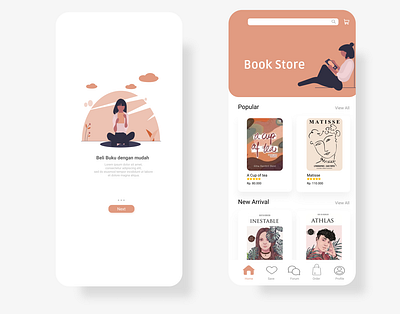 Book Store App app design icon illustration illustrator minimal ui ux vector website