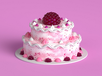 Cake time! 01 3d bakery berry biscuit c4d cake cake shop cinema4d octane pink render strawberry sweet