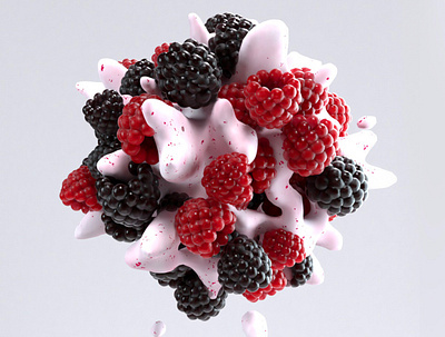 Berries explosion! 3d berry blackberry cinema4d fruit instagram motion octane octanerender particles