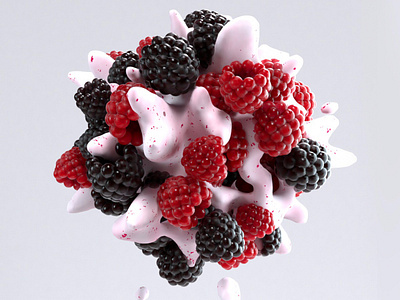 Berries explosion! 3d berry blackberry cinema4d fruit instagram motion octane octanerender particles