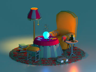 I can tell you the future 3d c4d candle cinema4d fortune teller hair lamp lowpoly magic magic book magician night oracle renders room voodoo