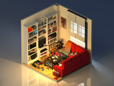 The Christmas Sofa Sessions 2020 3d c4d cd christmas concert cover isometric music octane red render sittingroom sofa vynil