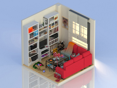 The Christmas Sofa Sessions - Day 3d christmas cinema4d furniture isometric music octane render room sittingroom sofa window