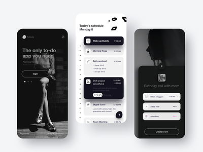 Memo recording event app blackandwhite bold cards cards ui dark ui darkapp extended images interface ios mobile mountanins product record the memo the memo things uiux wide