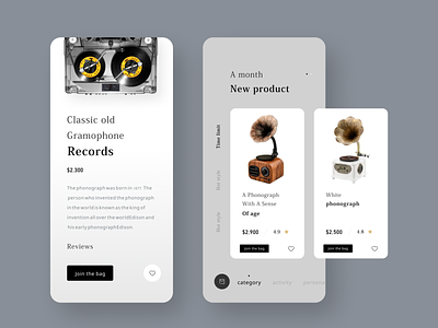 Phonograph purchase program app auto buy classical music design designs ecommerce graphice icons interface marketplace mobile navigation price prices product ui