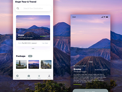 OXGN TOUR TRAVEL - Mobile app UI Homepage app branding design indonesia mobile mobile app mobileapp travel agent ui