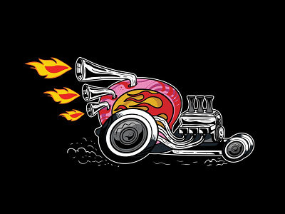 First Time "Hot Rod Snail" artworkforsale available dragrace fire hot rods illustration race sale snail vector vintage illustration