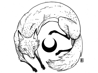 Tattoo-Design: Fox & Moon animal illustration drawing fox illustration logo moon tattoo art tattoo design