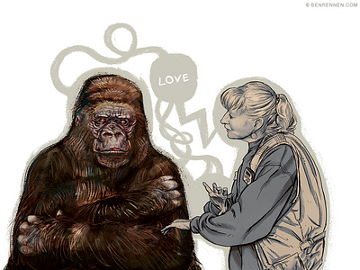 Koko & Francine Patterson animal illustration gorilla illustration portrait science sign language