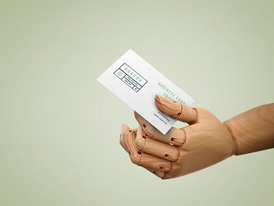 Business Card In Wooden Hand Mockup