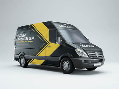 Van PSD Mockup branding cargo van free mockup free psd realistic small truck van mockup vehicle mockup