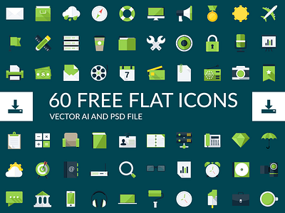 Freebie - Flat Icons collection design flat free freebie green icon icons modern psd style vector
