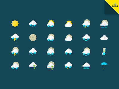 Freebie - Weather Icons collection design flat forecast free freebie icon icons psd set vector weather