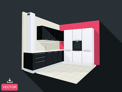 Freebie - 3D Kitchen Illustration