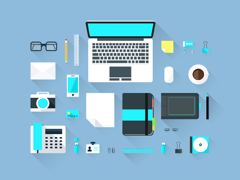 Freebie - Flat Workspace Elements by GraphBerry on Dribbble