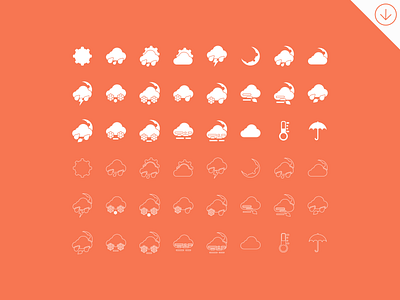 Freebie - Simple Weather Icons collection forecast free freebie icon icons line psd set simple vector weather