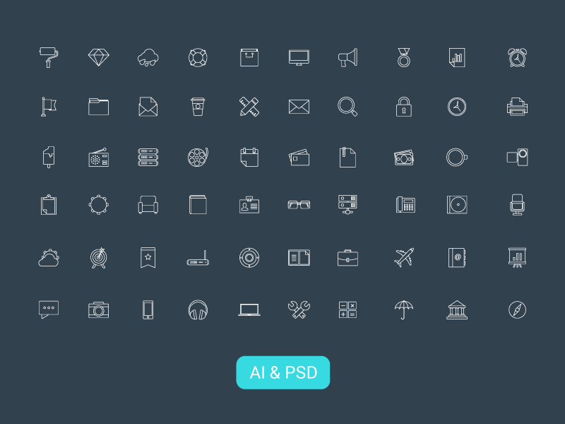 Freebie - 60 Vector Line Icons free freebie line icon icons set collection psd ai vector modern thin