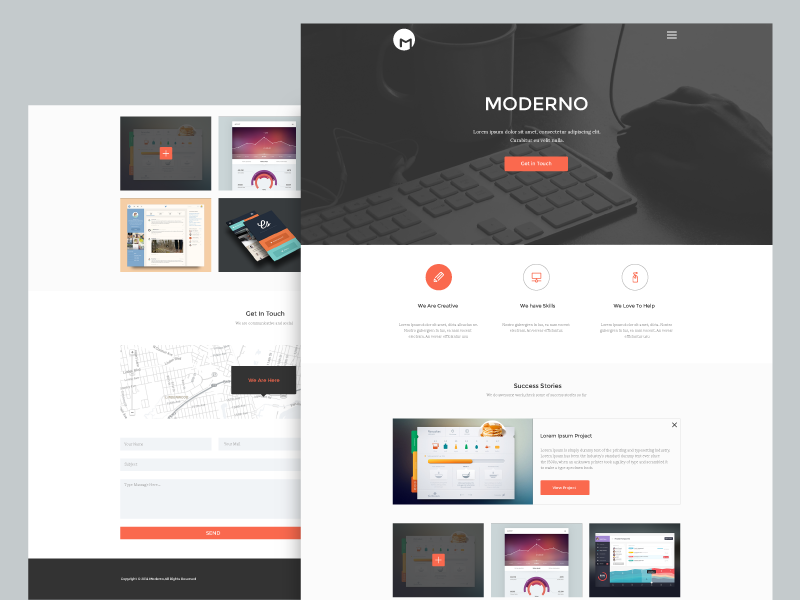 Freebie - Moderno,Creative Simple Portfolio Page free freebie psd theme template web page single simple small portfolio landing
