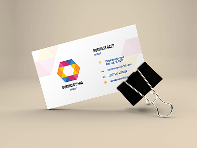 Freebie - Business Card Mockup In Binder Clip
