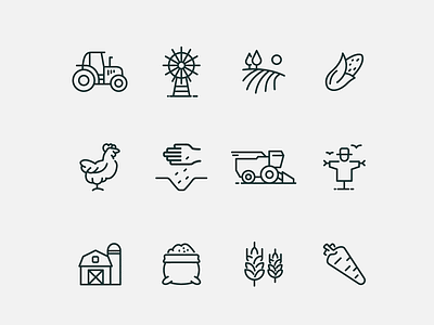 Farm Vector Icons carrot farm field icon outline seed tractor vector