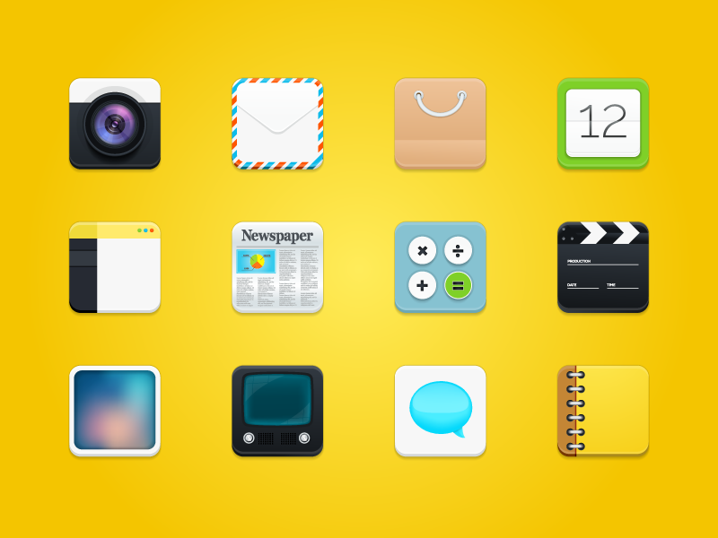 Freebie - 12 Modern Square Rounded Icons icon set modern square phone round sign set symbol icons icon freebie free