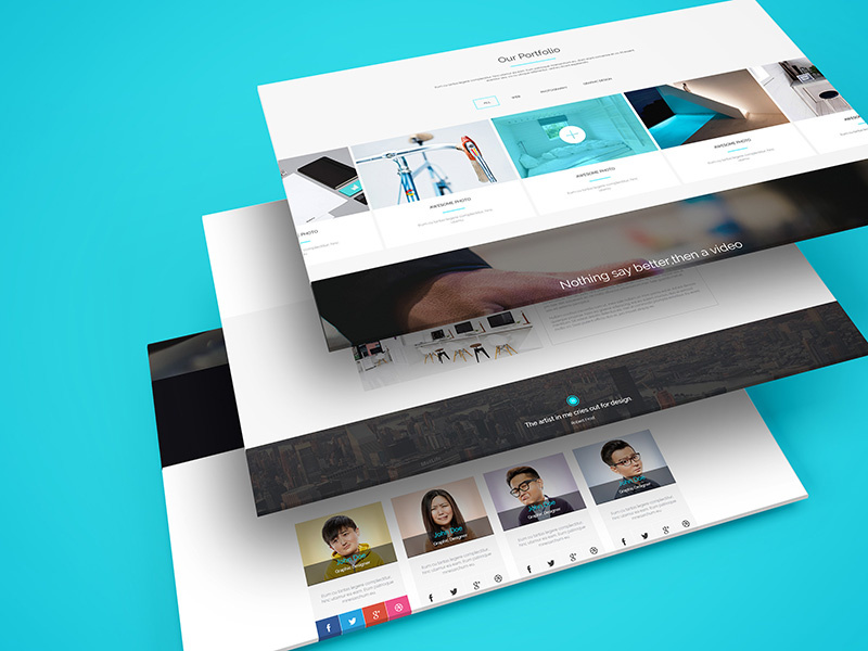 Multiple Web Screens Perspective PSD Mockup by GraphBerry ...