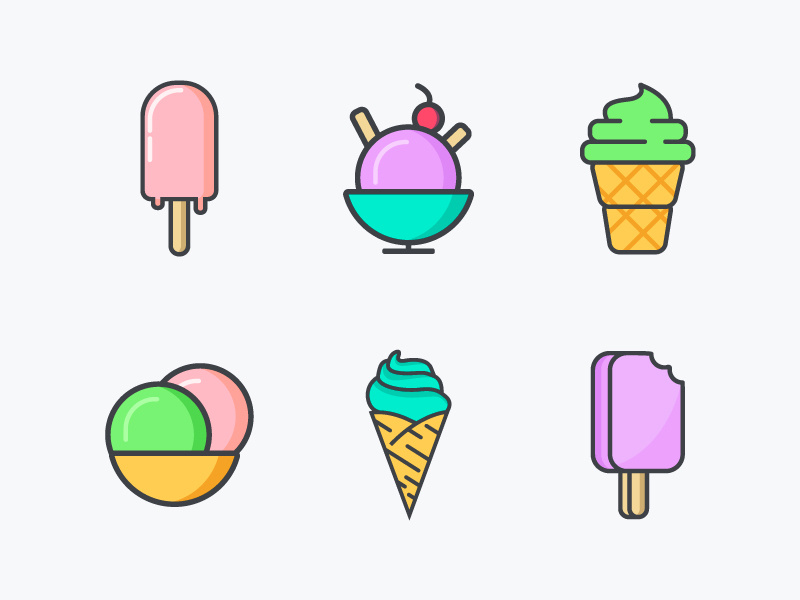 Ice cream icon pack vector freebie free colorful iconset eps ai icons design food ice cream icons