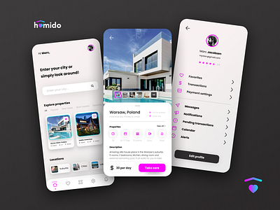 homido - a mobile app app branding design interface logo mobile app travel ui ux