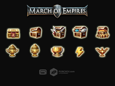 studioPunchev - March of Empires Icons chest gameloft gold icons illustration portraits studiopunchev