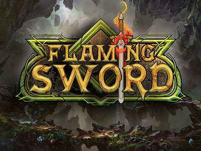 Flaming Sword Game Logo Design branding fantasyart gameart gamelogo gui logo pictograms punchev ui ux
